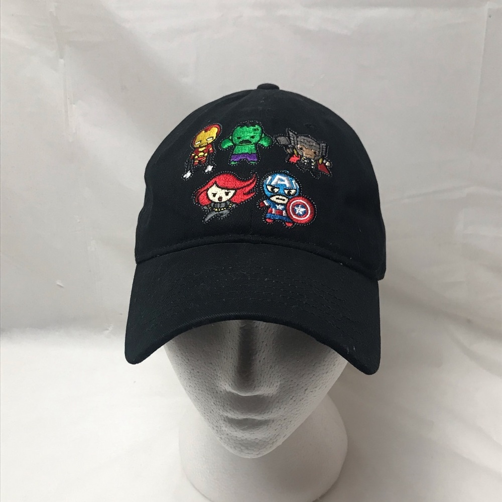 Marvel Avengers Embroidered Character Black Adjustable Cap Hat